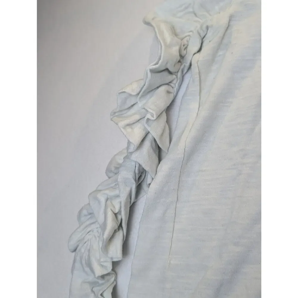 Free People Natasha T-shirt Long Sleeve Rouched Sleeves Off White Size Large